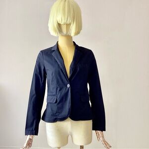 Niki Lotan Salvora Jet Black Cotton Single Button Blazer NWT SZ 0